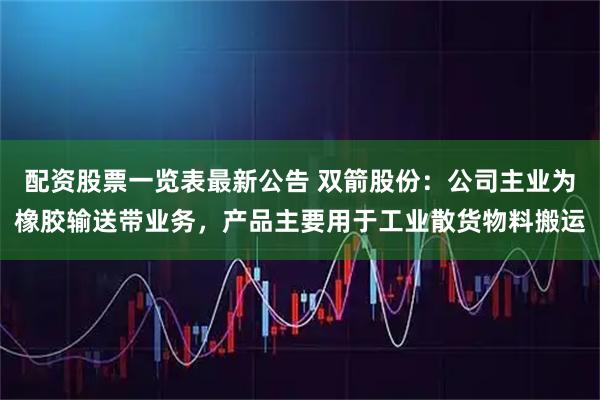 配资股票一览表最新公告 双箭股份:公司主业为橡胶输送带业务,产品主要用于工业散货物料搬运