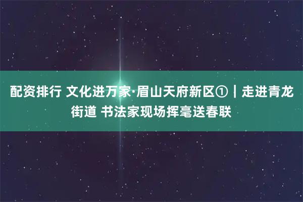 配资排行 文化进万家·眉山天府新区①｜走进青龙街道 书法家现场挥毫送春联