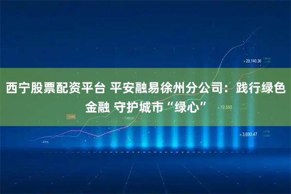 西宁股票配资平台 平安融易徐州分公司：践行绿色金融 守护城市“绿心”